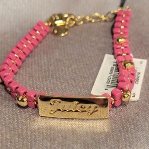 Pink & Gold Juicy Couture Heart Beaded Bracelet NWT